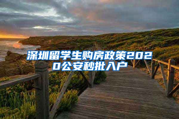 深圳留学生购房政策2020公安秒批入户