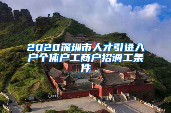 2020深圳市人才引进入户个体户工商户招调工条件