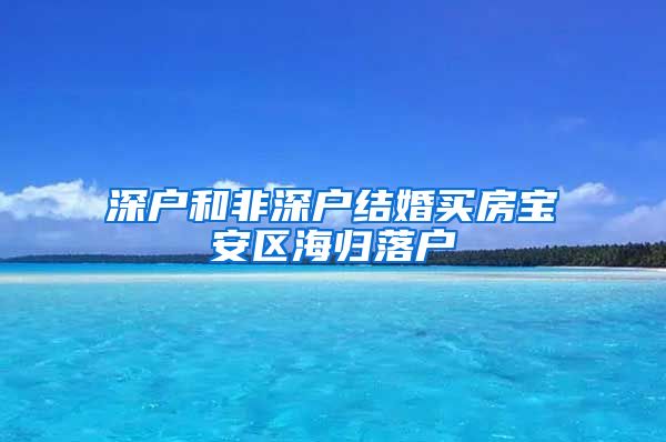 深户和非深户结婚买房宝安区海归落户