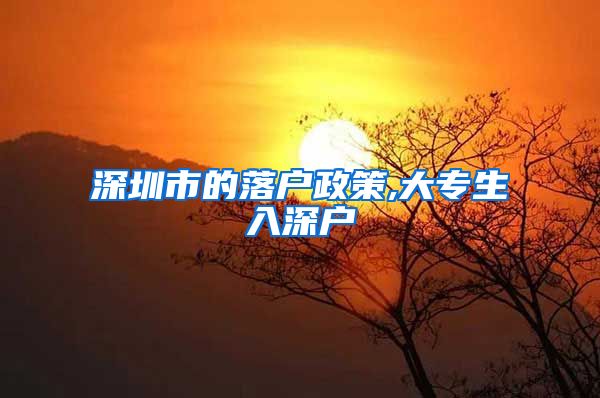 深圳市的落户政策,大专生入深户