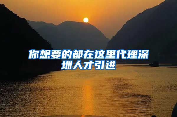 你想要的都在这里代理深圳人才引进