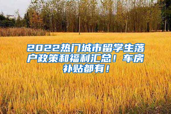 2022热门城市留学生落户政策和福利汇总！车房补贴都有！