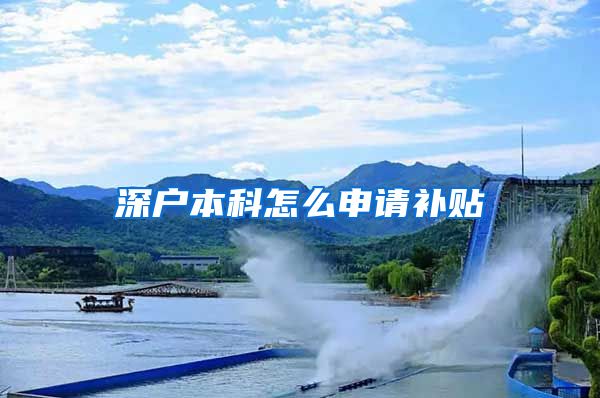 深户本科怎么申请补贴