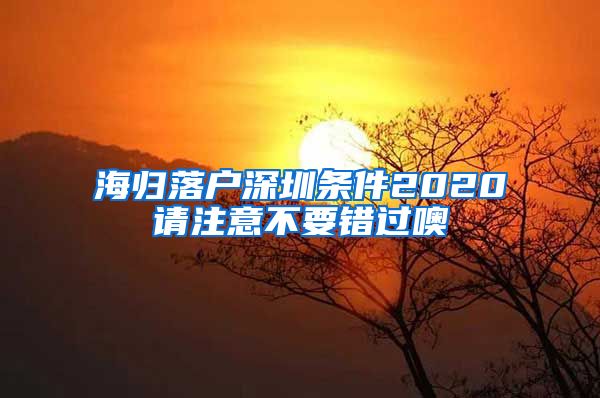 海归落户深圳条件2020请注意不要错过噢