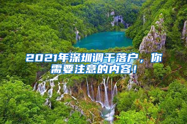 2021年深圳调干落户，你需要注意的内容！
