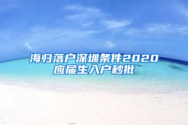 海归落户深圳条件2020应届生入户秒批
