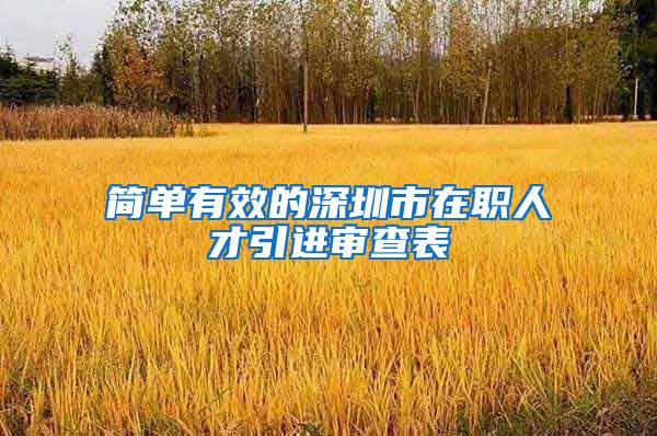 简单有效的深圳市在职人才引进审查表