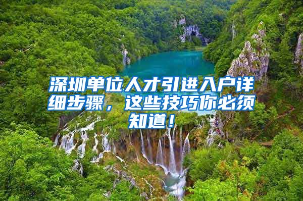 深圳单位人才引进入户详细步骤，这些技巧你必须知道！