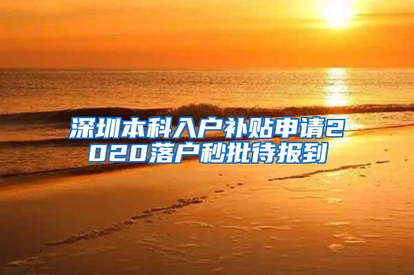 深圳本科入户补贴申请2020落户秒批待报到