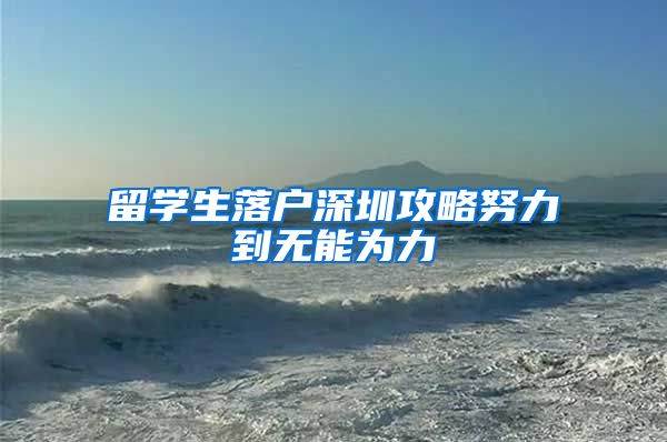 留学生落户深圳攻略努力到无能为力