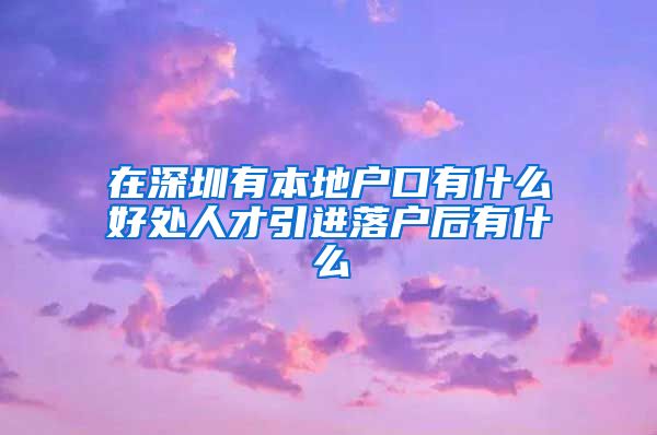 在深圳有本地户口有什么好处人才引进落户后有什么