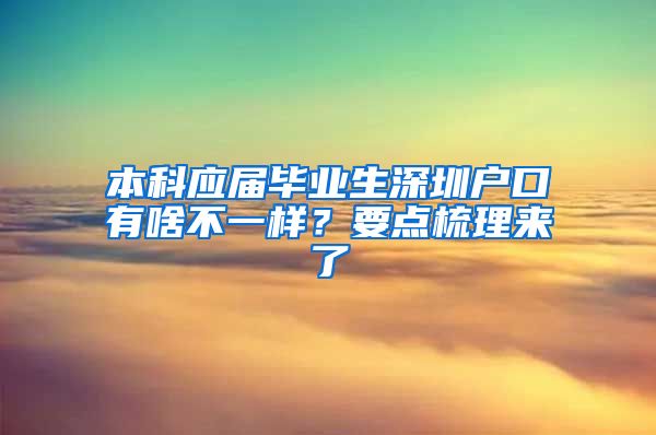 本科应届毕业生深圳户口有啥不一样？要点梳理来了