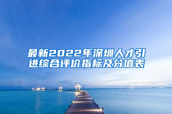 最新2022年深圳人才引进综合评价指标及分值表