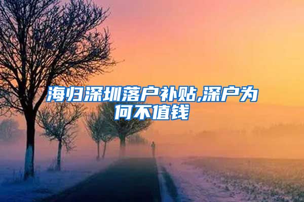 海归深圳落户补贴,深户为何不值钱