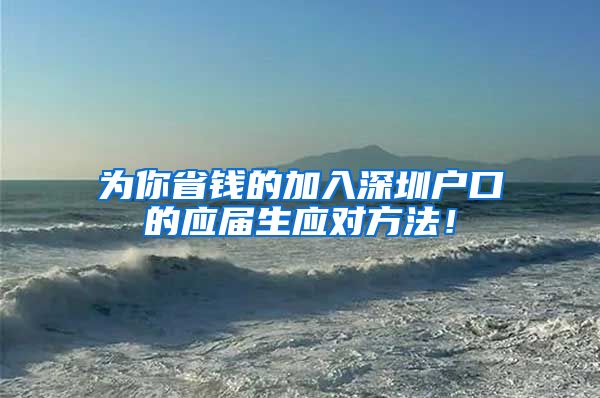 为你省钱的加入深圳户口的应届生应对方法！