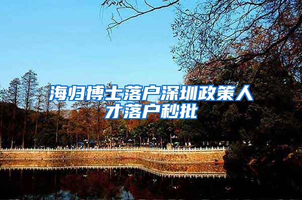 海归博士落户深圳政策人才落户秒批