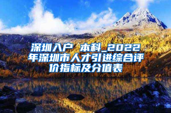 深圳入户 本科_2022年深圳市人才引进综合评价指标及分值表