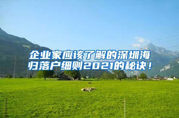 企业家应该了解的深圳海归落户细则2021的秘诀！