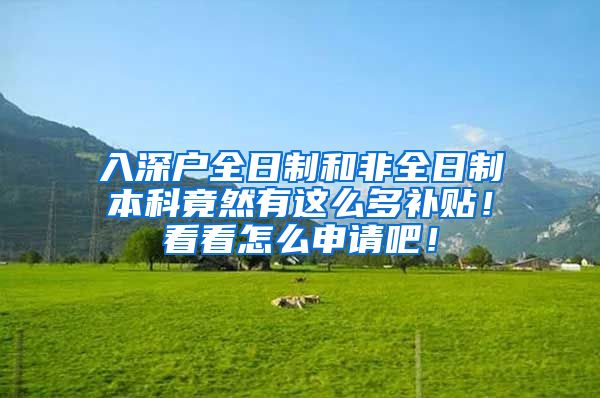 入深户全日制和非全日制本科竟然有这么多补贴！看看怎么申请吧！