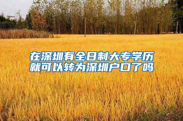 在深圳有全日制大专学历就可以转为深圳户口了吗