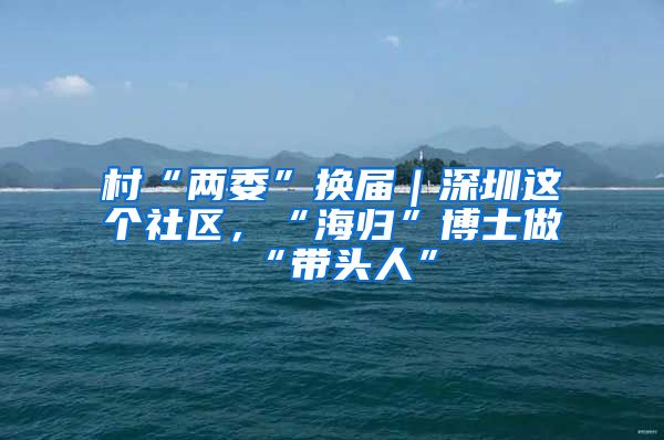 村“两委”换届｜深圳这个社区，“海归”博士做“带头人”