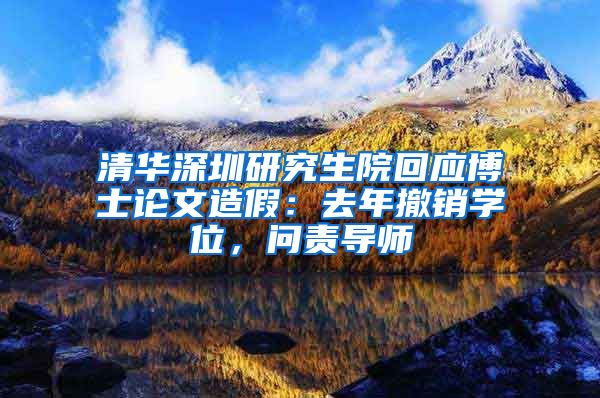 清华深圳研究生院回应博士论文造假：去年撤销学位，问责导师