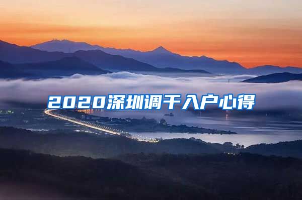 2020深圳调干入户心得