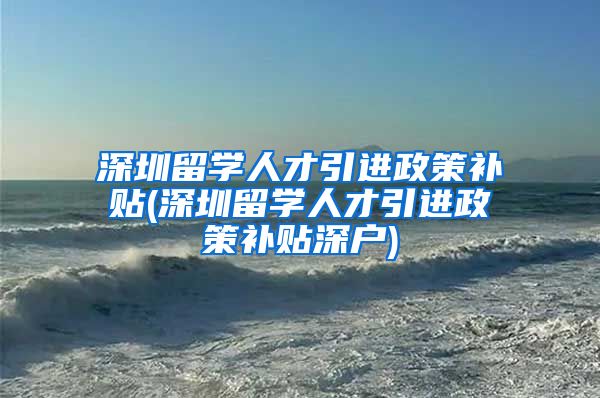 深圳留学人才引进政策补贴(深圳留学人才引进政策补贴深户)