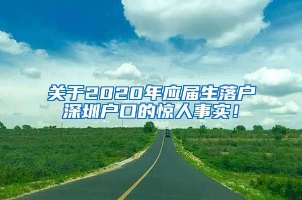 关于2020年应届生落户深圳户口的惊人事实！