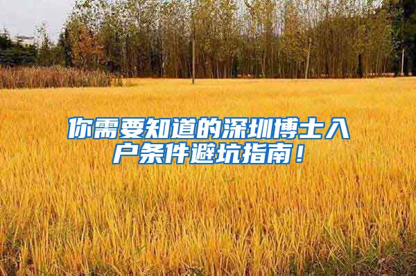 你需要知道的深圳博士入户条件避坑指南！