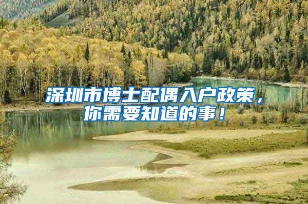 深圳市博士配偶入户政策，你需要知道的事！