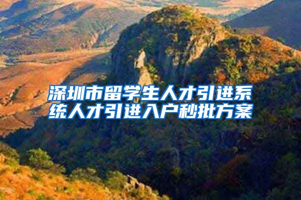 深圳市留学生人才引进系统人才引进入户秒批方案