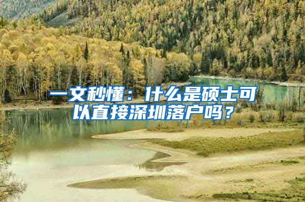 一文秒懂：什么是硕士可以直接深圳落户吗？