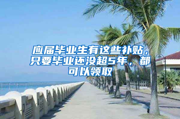 应届毕业生有这些补贴，只要毕业还没超5年，都可以领取