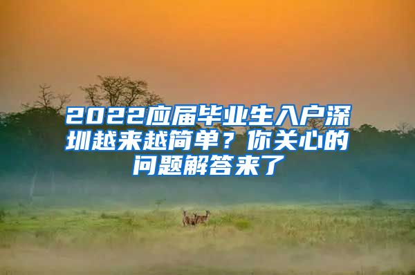 2022应届毕业生入户深圳越来越简单？你关心的问题解答来了