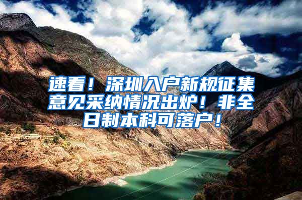 速看！深圳入户新规征集意见采纳情况出炉！非全日制本科可落户！