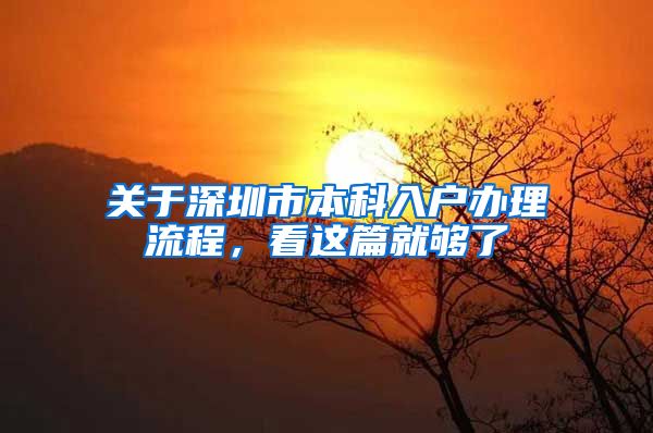 关于深圳市本科入户办理流程，看这篇就够了