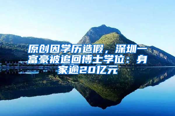 原创因学历造假，深圳一富豪被追回博士学位：身家逾20亿元