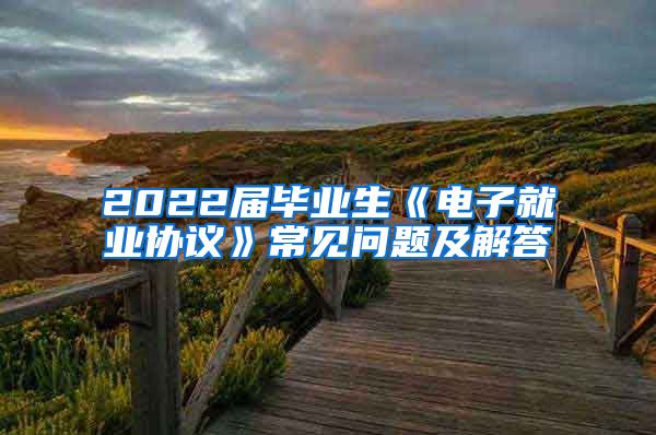 2022届毕业生《电子就业协议》常见问题及解答