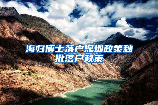 海归博士落户深圳政策秒批落户政策