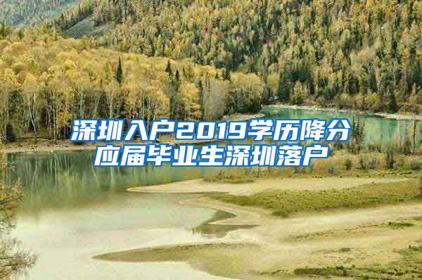 深圳入户2019学历降分应届毕业生深圳落户