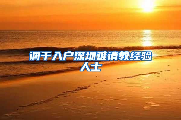 调干入户深圳难请教经验人士