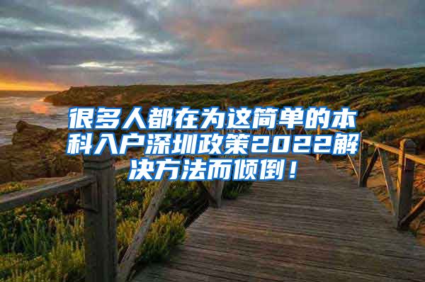 很多人都在为这简单的本科入户深圳政策2022解决方法而倾倒！