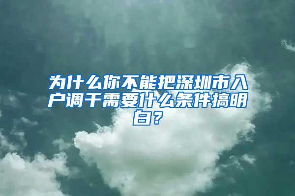 为什么你不能把深圳市入户调干需要什么条件搞明白？
