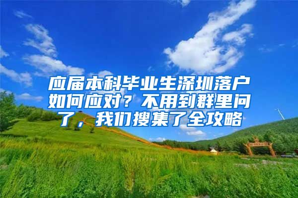 应届本科毕业生深圳落户如何应对？不用到群里问了，我们搜集了全攻略