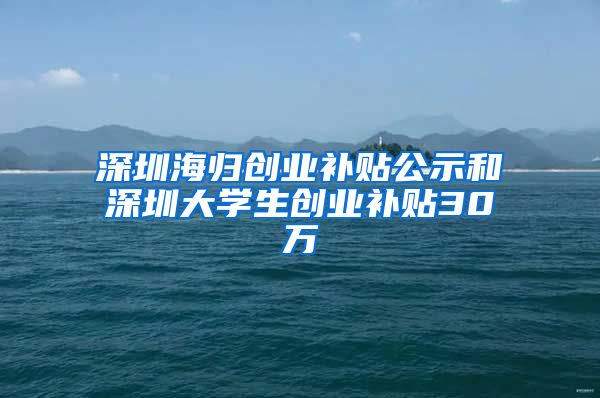 深圳海归创业补贴公示和深圳大学生创业补贴30万
