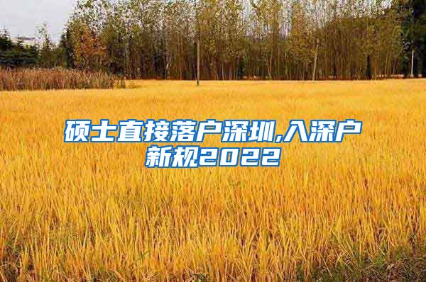 硕士直接落户深圳,入深户新规2022