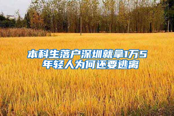 本科生落户深圳就拿1万5 年轻人为何还要逃离