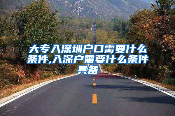 大专入深圳户口需要什么条件,入深户需要什么条件具备