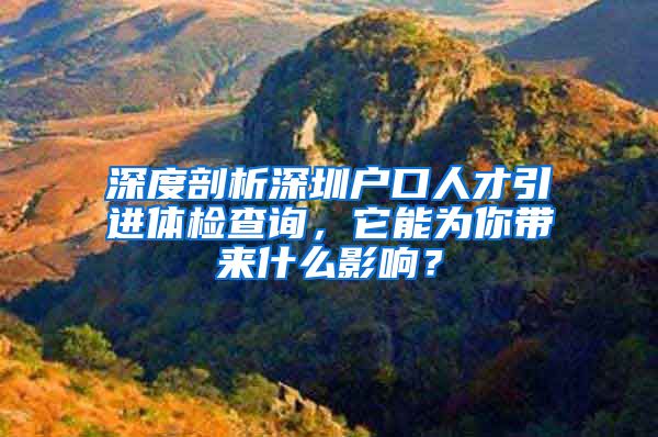 深度剖析深圳户口人才引进体检查询，它能为你带来什么影响？